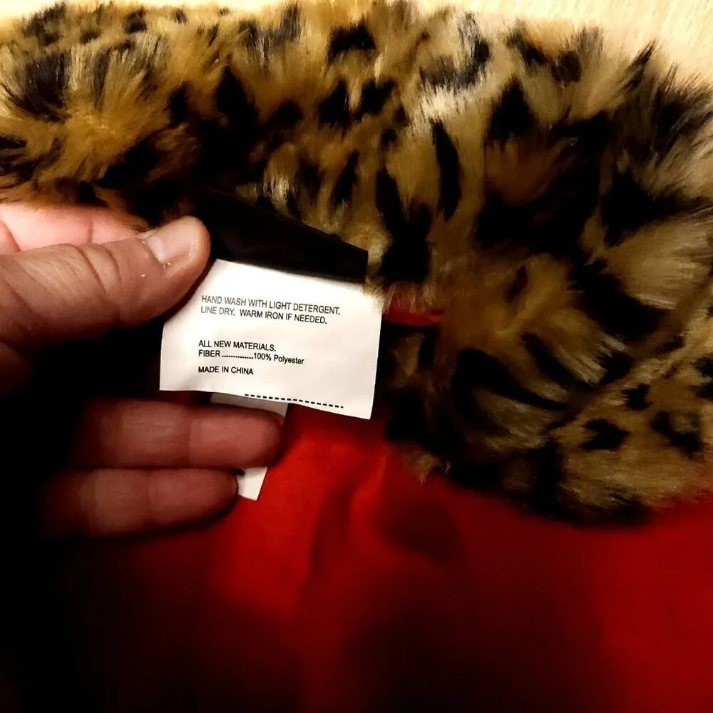 Dicken's Closet By Petco Red Faux Suede Leopard Fur Small Dog Jacket